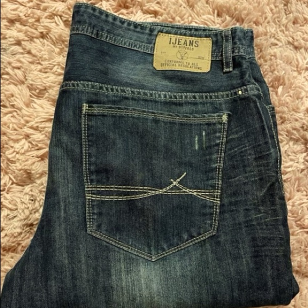 i Jeans by Buffalo Men’s Kenneth Slim Boot Medium Wash Distressed Size 38x32